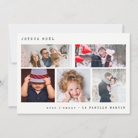 Joyeux Noelの写真のコラージュ|の黒いギンガム シーズンカード (正面)