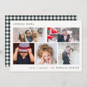 Joyeux Noelの写真のコラージュ|の黒いギンガム シーズンカード (正面/裏面)