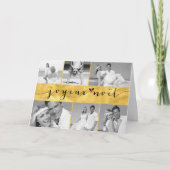 Joyeux Noelの金クリスマスの写真のコラージュカード シーズンカード (正面)