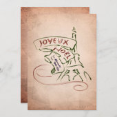 Joyeux Noëlエッフェル塔のクリスマスカード シーズンカード (正面/裏面)