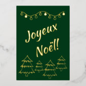 Joyeux Noelクリスマスライトクリスマスツリーグリーン 箔シーズンカード (正面)