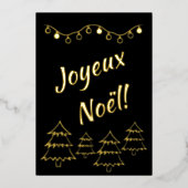 Joyeux Noelクリスマスライトクリスマスツリーブラック 箔シーズンカード (正面)