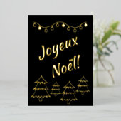 Joyeux Noelクリスマスライトクリスマスツリーブラック 箔シーズンカード (立ち正面)