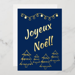 Joyeux Noelクリスマスライトクリスマスツリーブルー 箔シーズンカード