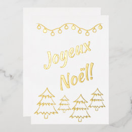 Joyeux Noelクリスマスライトクリスマスツリーホワイト 箔シーズンカード