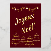 Joyeux Noelクリスマスライトクリスマスツリーレッド 箔シーズンカード (正面)