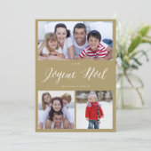 Joyeux Noelスクリプト3フォトコラージクリスマス シーズンカード (スタンド正面)