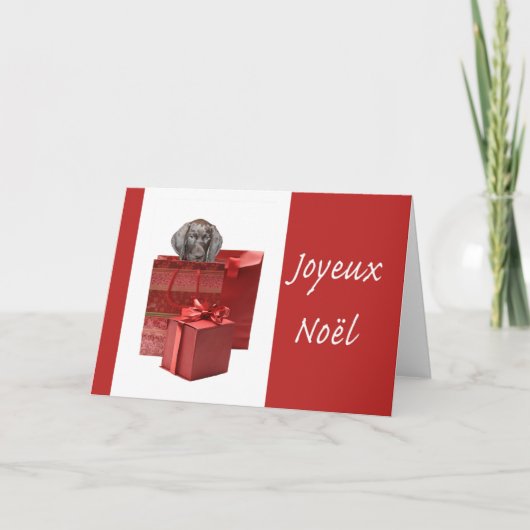 Joyeux Noelドイツ語の短いポインターパピー シーズンカード (正面)