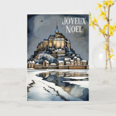 Joyeux Noelフランスの Language Christmas Wishes カード (黄色い花)