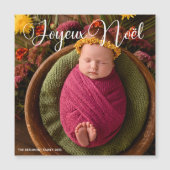 Joyeux Noelホワイトスクリプトフォトクリスマスマグネット (正面)