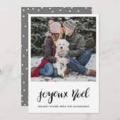 Joyeux Noelミニマリスト手書きクリスマスフォト シーズンカード (正面/裏面)