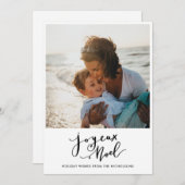 Joyeux Noelミニマルなスクリプトファミリー写真 シーズンカード (正面/裏面)