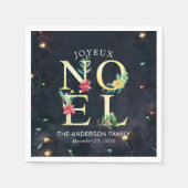 Joyeux Noelメリークリスマスハッピーニューイヤーズ スタンダードカクテルナプキン (正面)