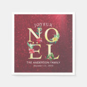 Joyeux Noelメリークリスマスハッピーニューイヤーズ スタンダードカクテルナプキン (正面)