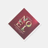 Joyeux Noelメリークリスマスハッピーニューイヤーズ スタンダードカクテルナプキン (角)