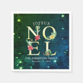 Joyeux Noelメリークリスマスハッピーニューイヤーズ スタンダードカクテルナプキン (正面)