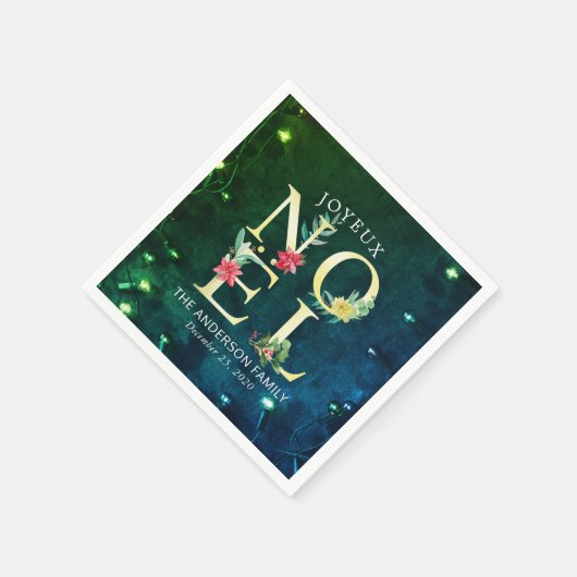 Joyeux Noelメリークリスマスハッピーニューイヤーズ スタンダードカクテルナプキン (角)