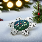 Joyeux Noelメリークリスマスハッピーニューイヤーズ スノーフレークピューターオーナメント