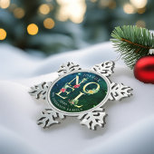 Joyeux Noelメリークリスマスハッピーニューイヤーズ スノーフレークピューターオーナメント