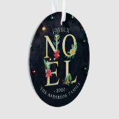 Joyeux Noelメリークリスマスポインセチア写真デコール オーナメント (正面)