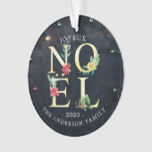 Joyeux Noelメリークリスマスポインセチア写真デコール オーナメント (正面)
