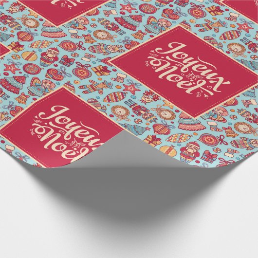 Joyeux Noelメリーフランスのクリスマスクリスマスフィギュア ラッピングペーパー (角)