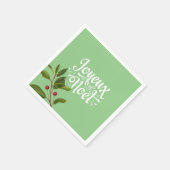 Joyeux Noelメリーフランスのクリスマス赤と緑 スタンダードカクテルナプキン (角)