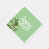 Joyeux Noelメリーフランスのクリスマス赤と緑 スタンダードランチョンナプキン (角)