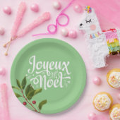 Joyeux Noelメリーフランスのクリスマス赤と緑 ペーパープレート (パーティー)