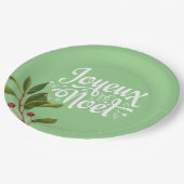 Joyeux Noelメリーフランスのクリスマス赤と緑 ペーパープレート (アングル)