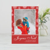 Joyeux Noelレッドクリスマスデコレーションフォトホリデー シーズンカード (スタンド正面)