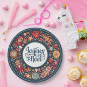 Joyeux Noelヴィンテージクリスマスフィギュア民俗学 ペーパープレート (パーティー)