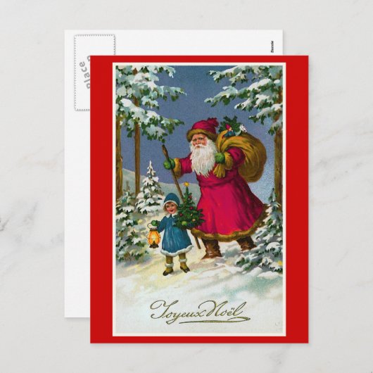 Joyeux Noelヴィンテージフランスの・クリスマス シーズンポストカード (正面/裏面)