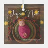 Joyeux Noel家族フランスの写真クリスマスプレゼント ガラスオーナメント (正面)