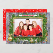 Joyeux Noel素朴クリスマスフランスのリース写真 シーズンカード (正面/裏面)