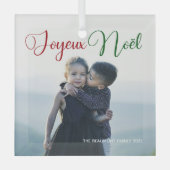 Joyeux Noel美しい家族の写真クリスマス ガラスオーナメント (正面)
