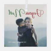 Joyeux Noel美しい家族の写真クリスマス ガラスオーナメント (裏面)