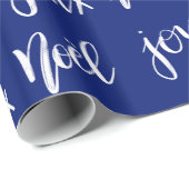 Joyeux Noel |の手書きの原稿の休日|の青 ラッピングペーパー (ロールコーナー)