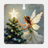 Joyeux Noël | オーダーメイドの妖精のクリスマス メタルオーナメント (正面)
