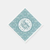 Joyeux Noel フランスの Merry Christmas blue white art スタンダードカクテルナプキン (角)