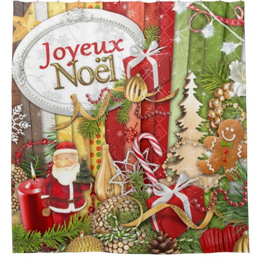 Joyeux Noel (メリーフランスの・クリスマス) シャワーカーテン (正面)