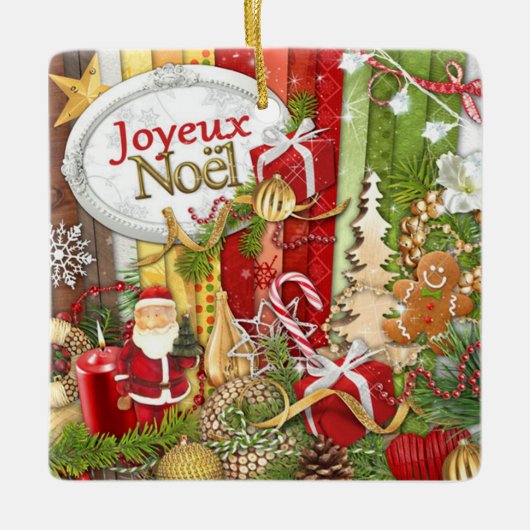 Joyeux Noel (メリーフランスの・クリスマス) セラミックオーナメント (正面)
