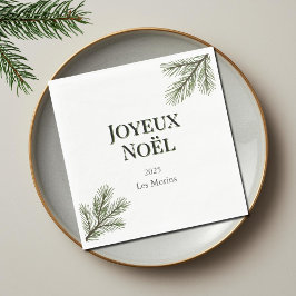 Joyeux Noel - 優雅なモミの木の枝 スタンダードランチョンナプキン