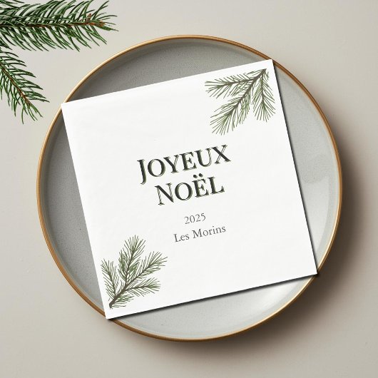 Joyeux Noel - 優雅なモミの木の枝 スタンダードランチョンナプキン
