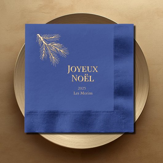 Joyeux Noel - 優雅なモミの木の枝 箔ナプキン