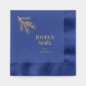 Joyeux Noel - 優雅なモミの木の枝 箔ナプキン (正面)