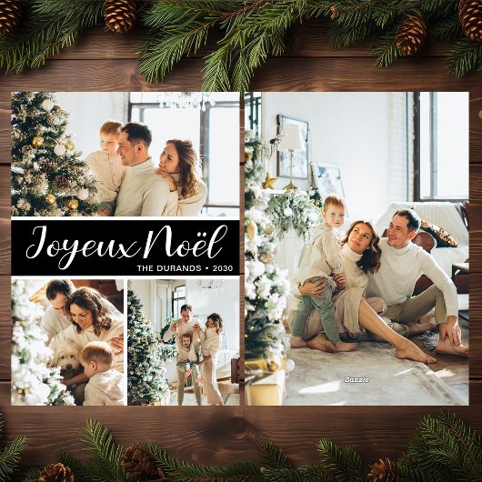 Joyeux Noel 4枚の写真フラットホリデーカード シーズンカード