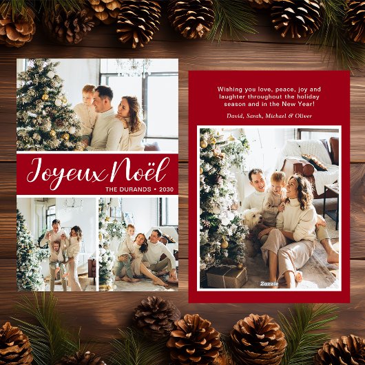 Joyeux Noel 4枚の写真フラットホリデーカード シーズンカード