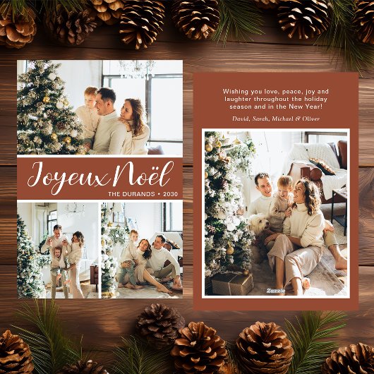Joyeux Noel 4枚の写真フラットホリデーカード シーズンカード