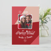 Joyeux Noel Avec写真クリスマスフランスののカスタム写真 シーズンカード (スタンド正面)